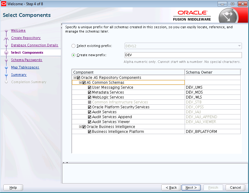 Description of the RCU Select Components Screen follows