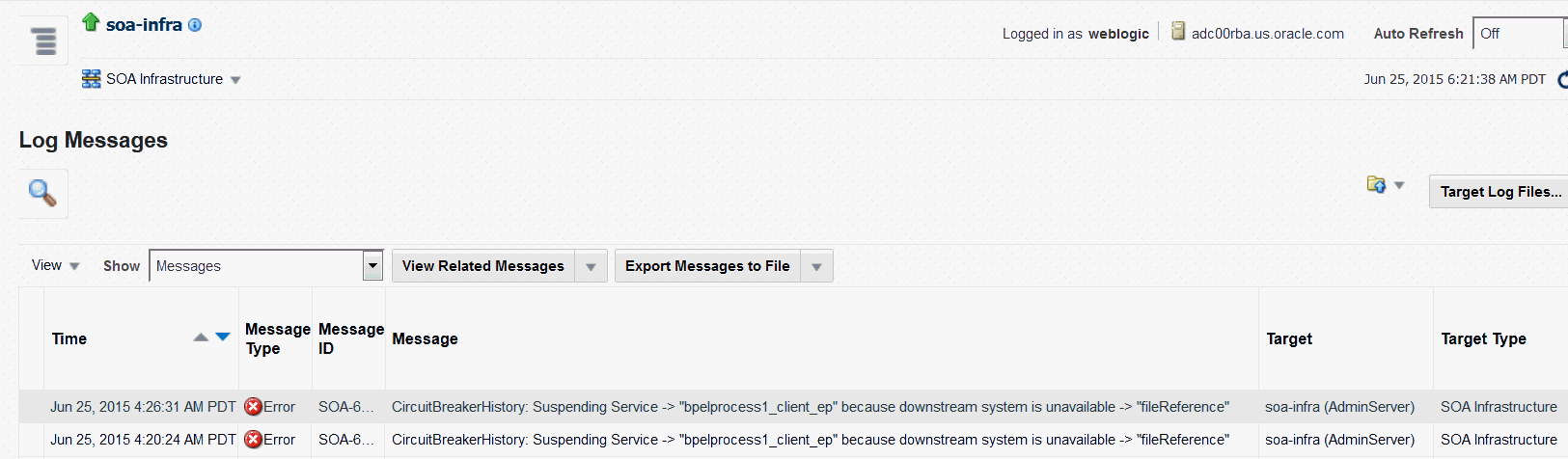 Log Messages page Log Messages page