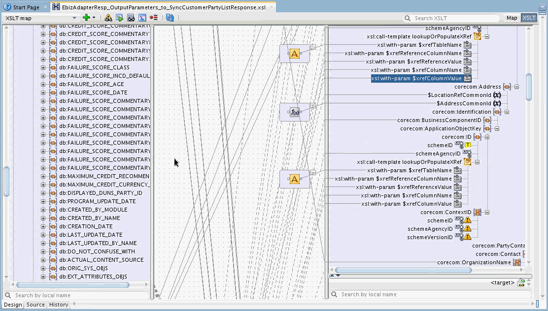 JDev Editor showing large number of mappings. JDev Editor showing large number of mappings.