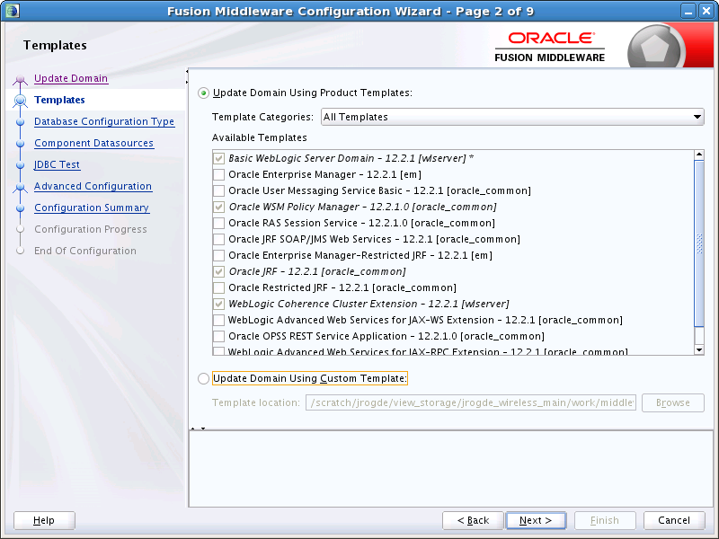FMW Config Wizard to update an existing domain