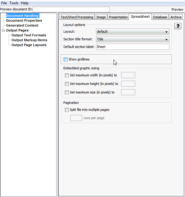 This is the Spreadsheeet Tab