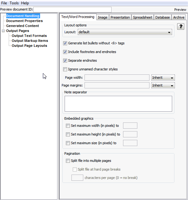 This is the Text/Word Processing Tab