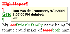 Yellow hover box showing information about file change. Yellow hover box showing information about file change.