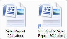 File in Windows Explorer with a shortcut to that file. File in Windows Explorer with a shortcut to that file.