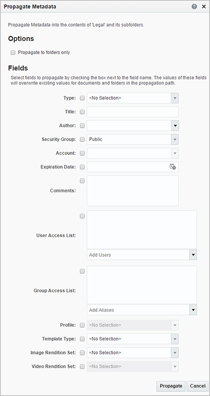 Propagate Metadata Window Propagate Metadata Window