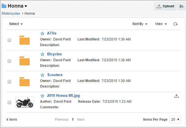 Browse results list Browse results list