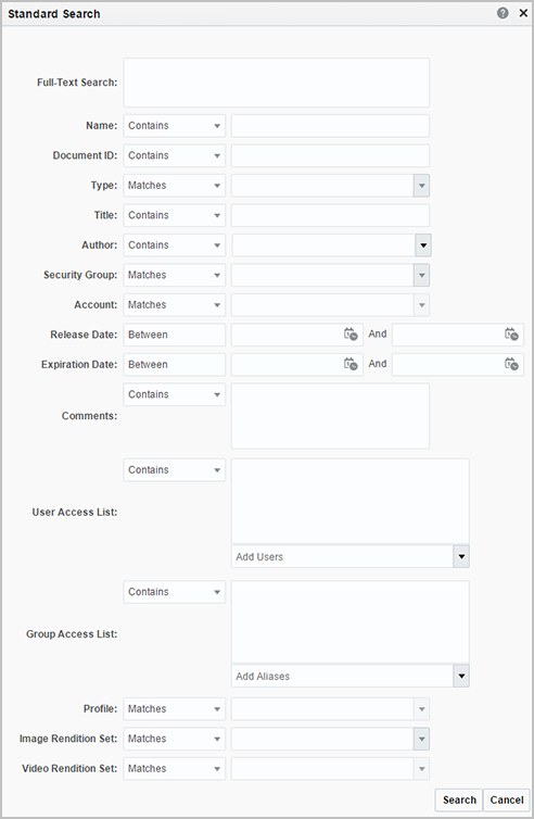 Standard search form Standard search form
