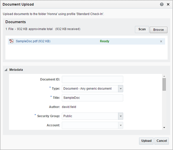 Document Upload screen
