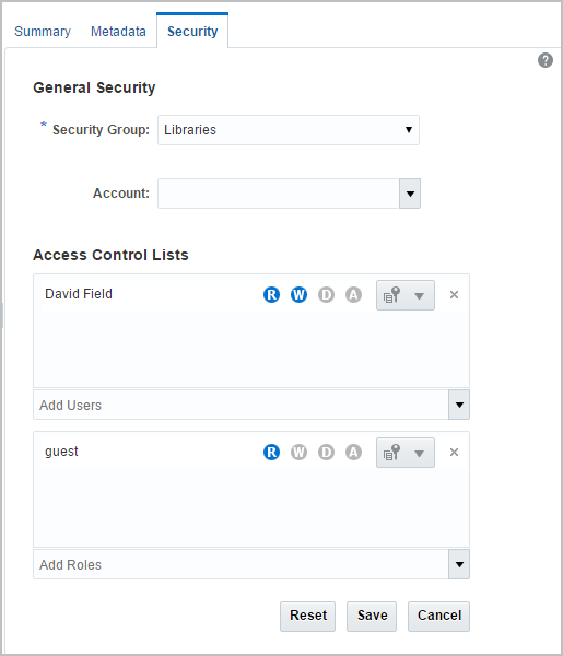 Security Tab