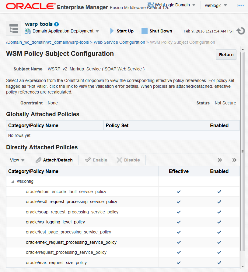 Attaching policy to a Web Service