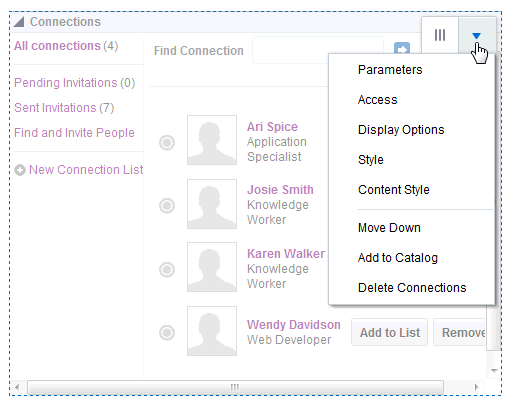Component Toolbar: View Actions Menu Component Toolbar: View Actions Menu