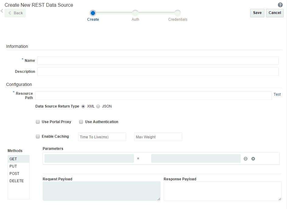 Create New REST Data Source Wizard
