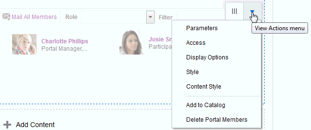 Portal Members View Actions Menu Portal Members View Actions Menu