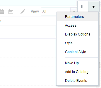 View Actions menu on Events task flow View Actions menu on Events task flow