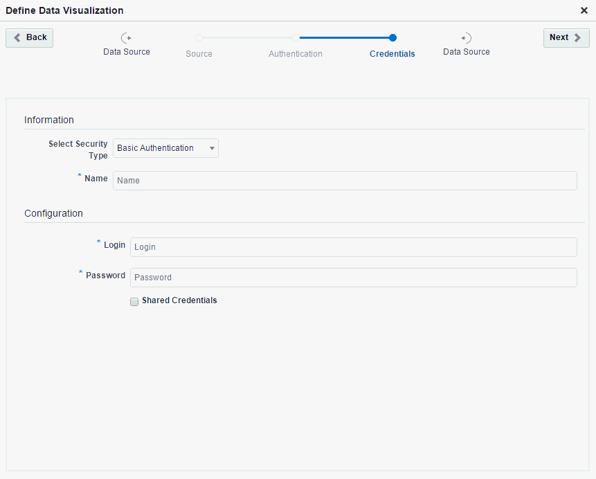 Data Source Wizard: Credentials Page