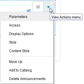 Announcements View Actions menu Announcements View Actions menu