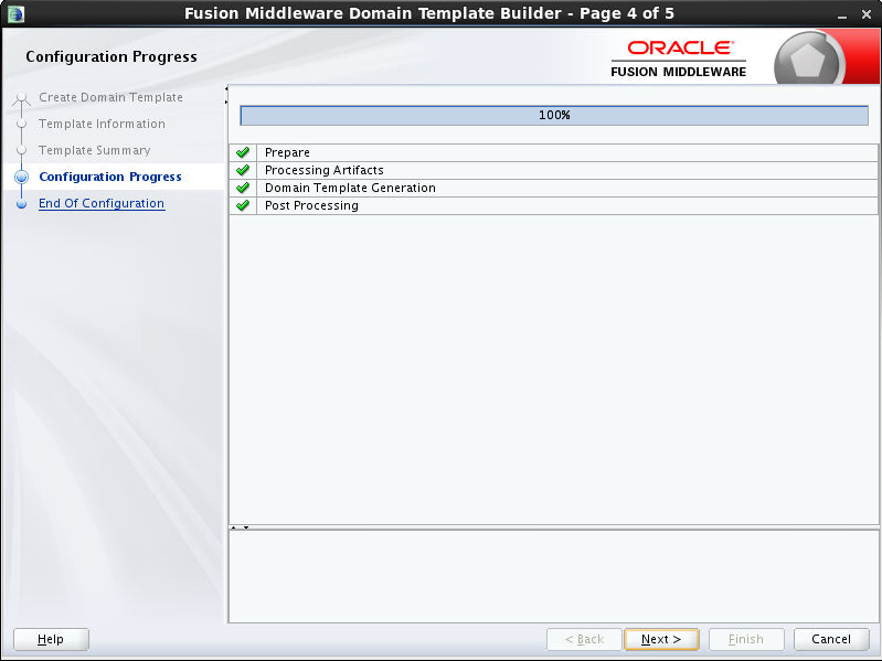 Configuration Progress screen Configuration Progress screen
