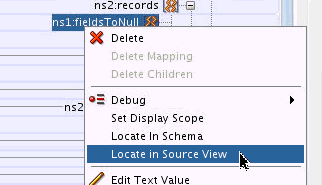 Locate in Source View context menu item Locate in Source View context menu item