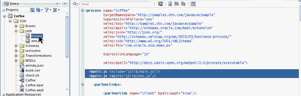 including javascript files in BPEL including javascript files in BPEL