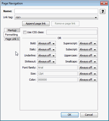 This is the Page Navigation Formatting tab This is the Page Navigation Formatting tab
