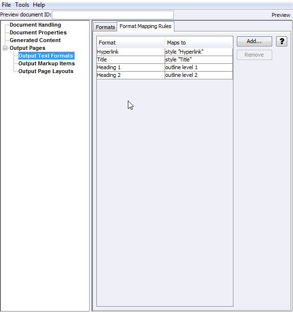 This is the Output Text Formats Format Mapping Rules tab This is the Output Text Formats Format Mapping Rules tab