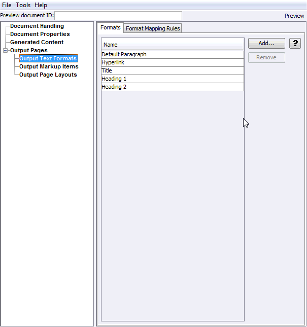 This is the Output Text Formats - Formats tab This is the Output Text Formats - Formats tab