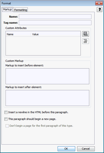 This is the Output Text Formats Markup tab This is the Output Text Formats Markup tab