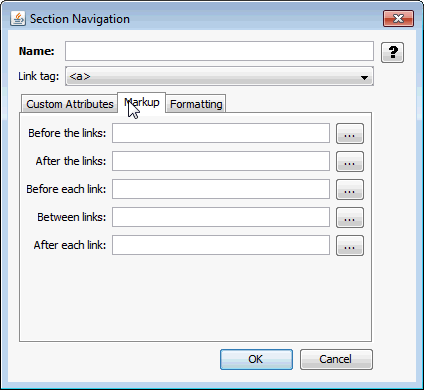 This is the Section Navigation Markup tab This is the Section Navigation Markup tab