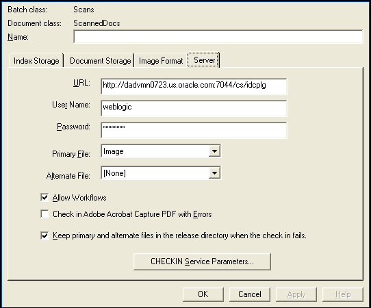 Server Tab window Server Tab window