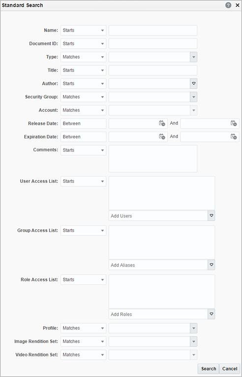 Standard search form Standard search form