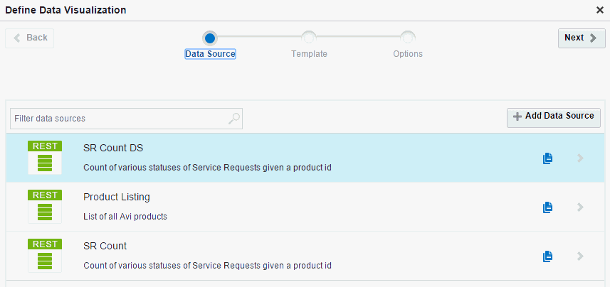 Define Data Visualization Wizard