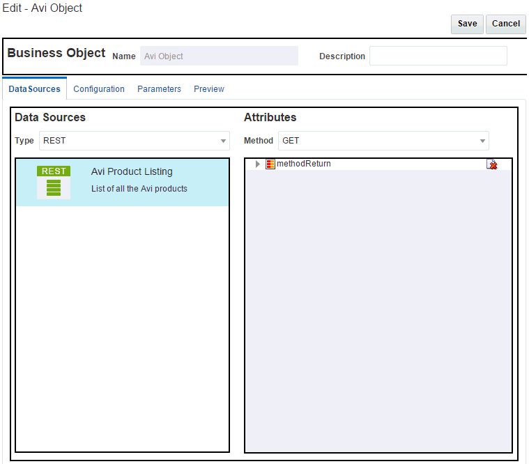 Edit Business Object wizard