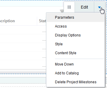 View Actions menu for a List task flow View Actions menu for a List task flow