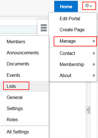 Pages and Portals Actions Menu Pages and Portals Actions Menu