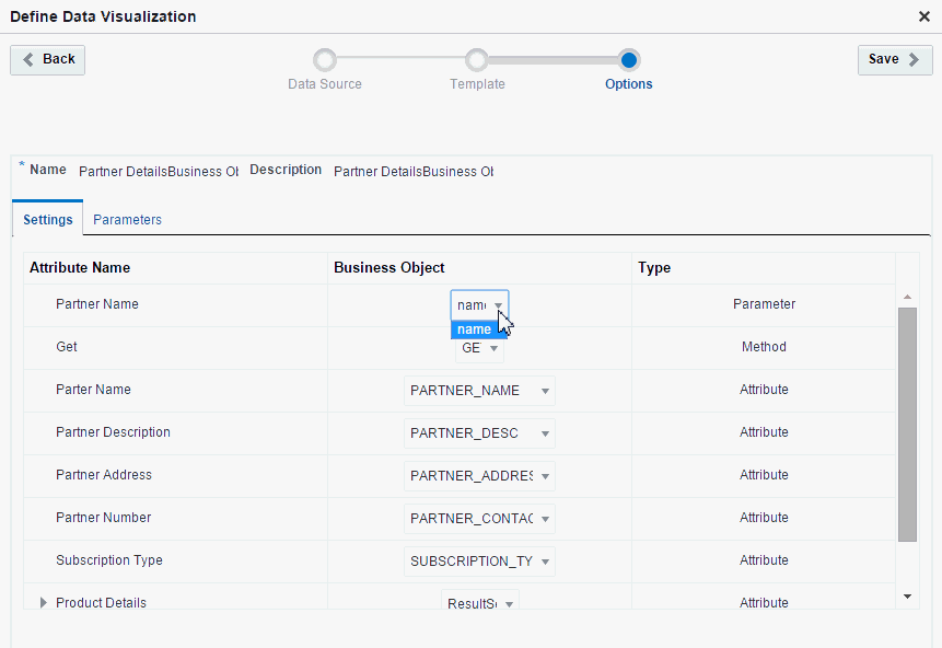 Define Data Visualization Wizard: Options Page Define Data Visualization Wizard: Options Page