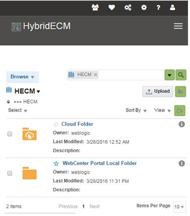 This image shows the Content Manager with cloud folder and WebCenter local folder. This image shows the Content Manager with cloud folder and WebCenter local folder.