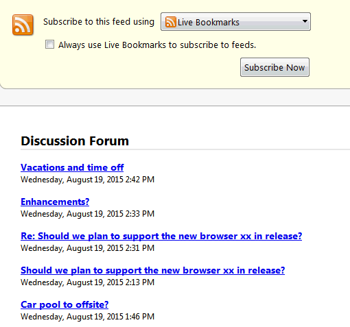Discussions feed in RSS Manager Discussions feed in RSS Manager