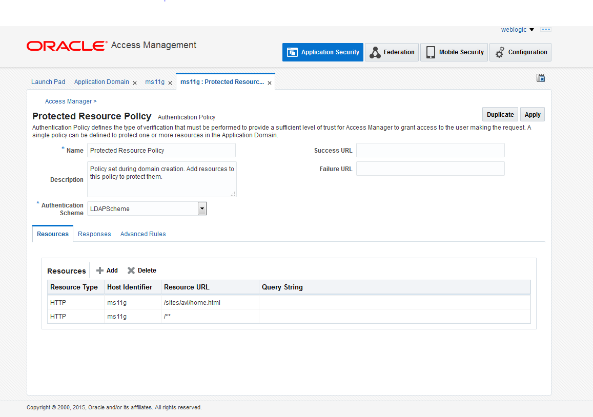 Protected Resource Page. Shows two resources. Protected Resource Page. Shows two resources.