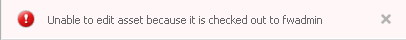 Message displayed when an asset is already checked out.