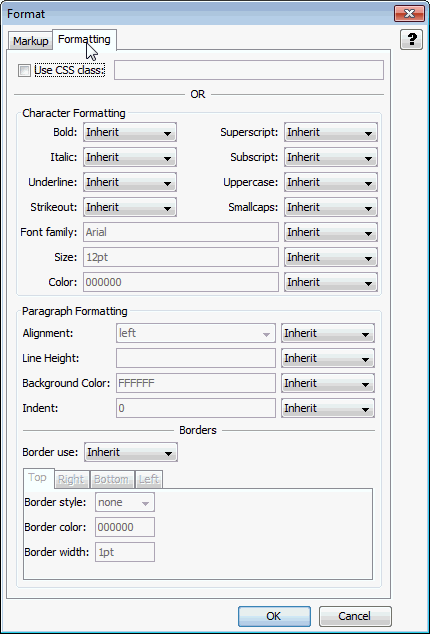 This is the Output Text Formats Formatting tab This is the Output Text Formats Formatting tab