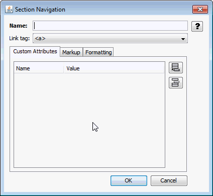 This is the Section Navigation Custom Attributes tab This is the Section Navigation Custom Attributes tab