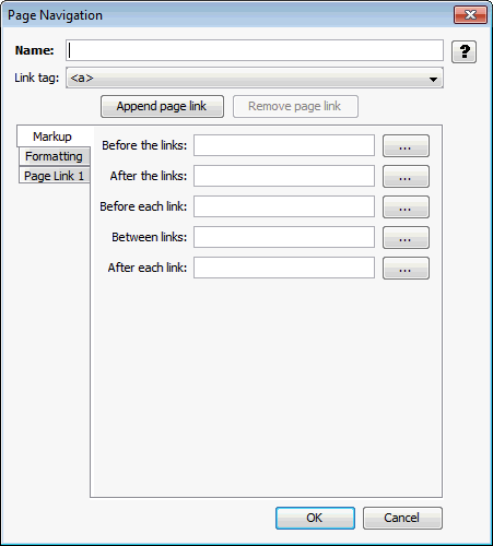 This is the Page Navigation Markup tab This is the Page Navigation Markup tab