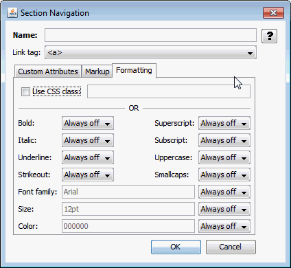 This is the Section Navigation Formatting tab This is the Section Navigation Formatting tab