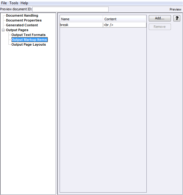 This is the Add Output Markup Items page This is the Add Output Markup Items page